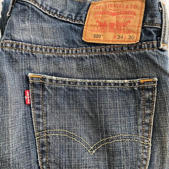 Levi's 559 Relaxed Straight Fit Men's Jeans Size 34 x 30 Range Dark Wash - Picture 7 of 9